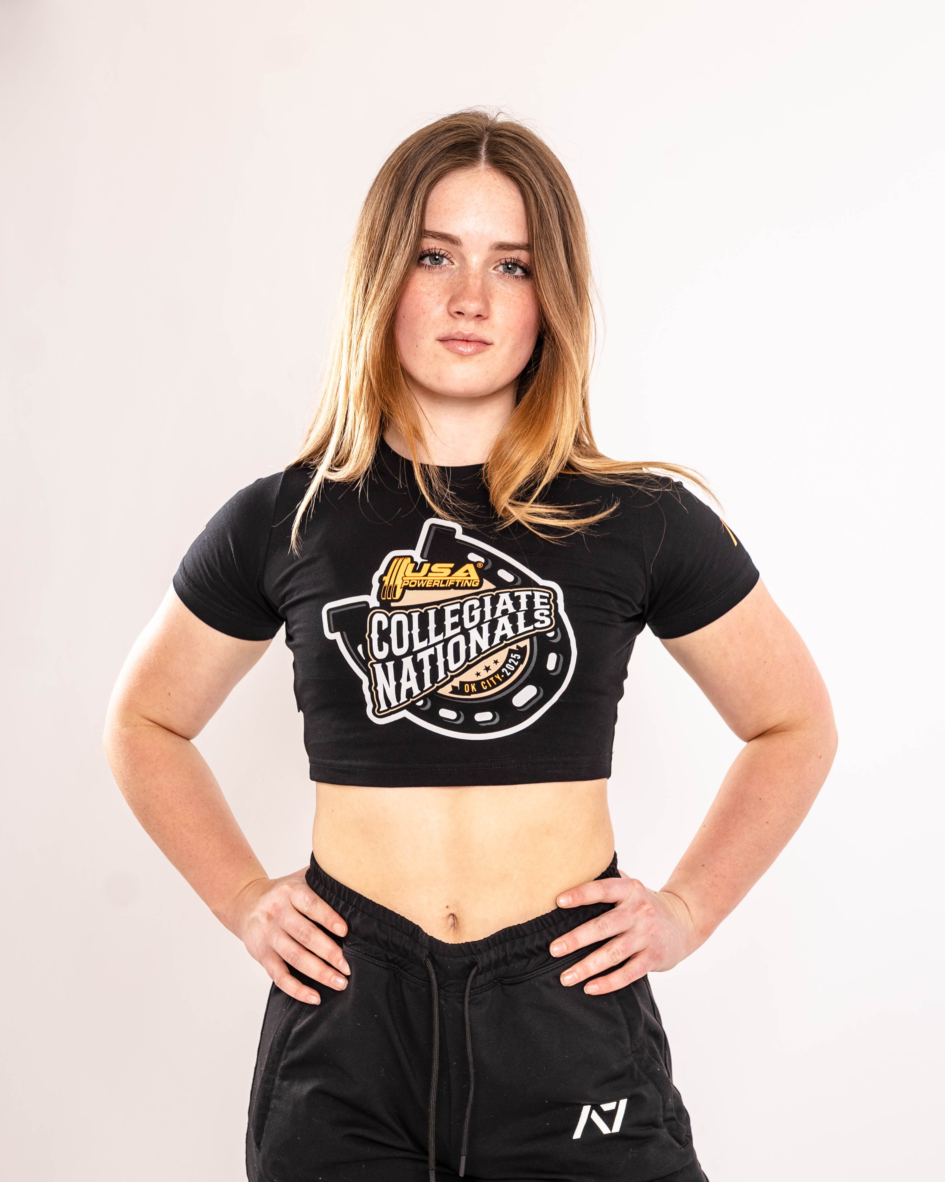Front view of 2025 USAPL Collegiate Nationals women’s crop with official collegiate design