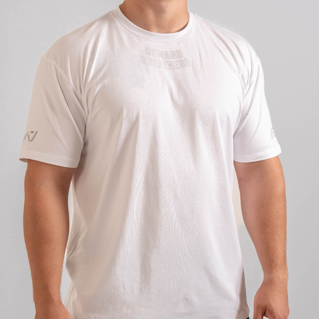 Front view of the white IPF approved meet shirt