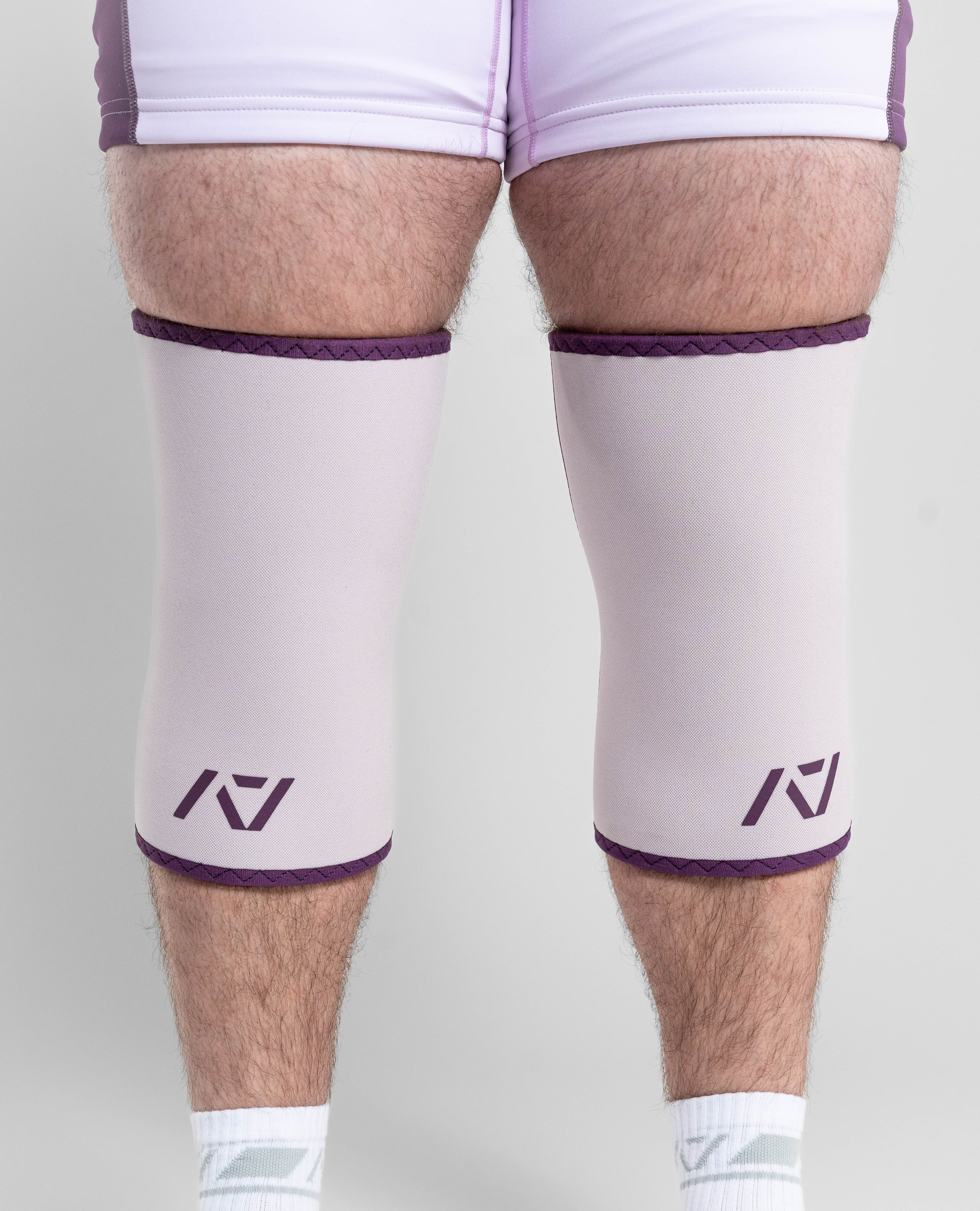 Hourglass Rigor Mortis Knee Sleeves in Lavender on man