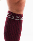 Close-up of the knit fabric on A7 Deadlift Socks in Ivory Rose, showing texture and stitching details.