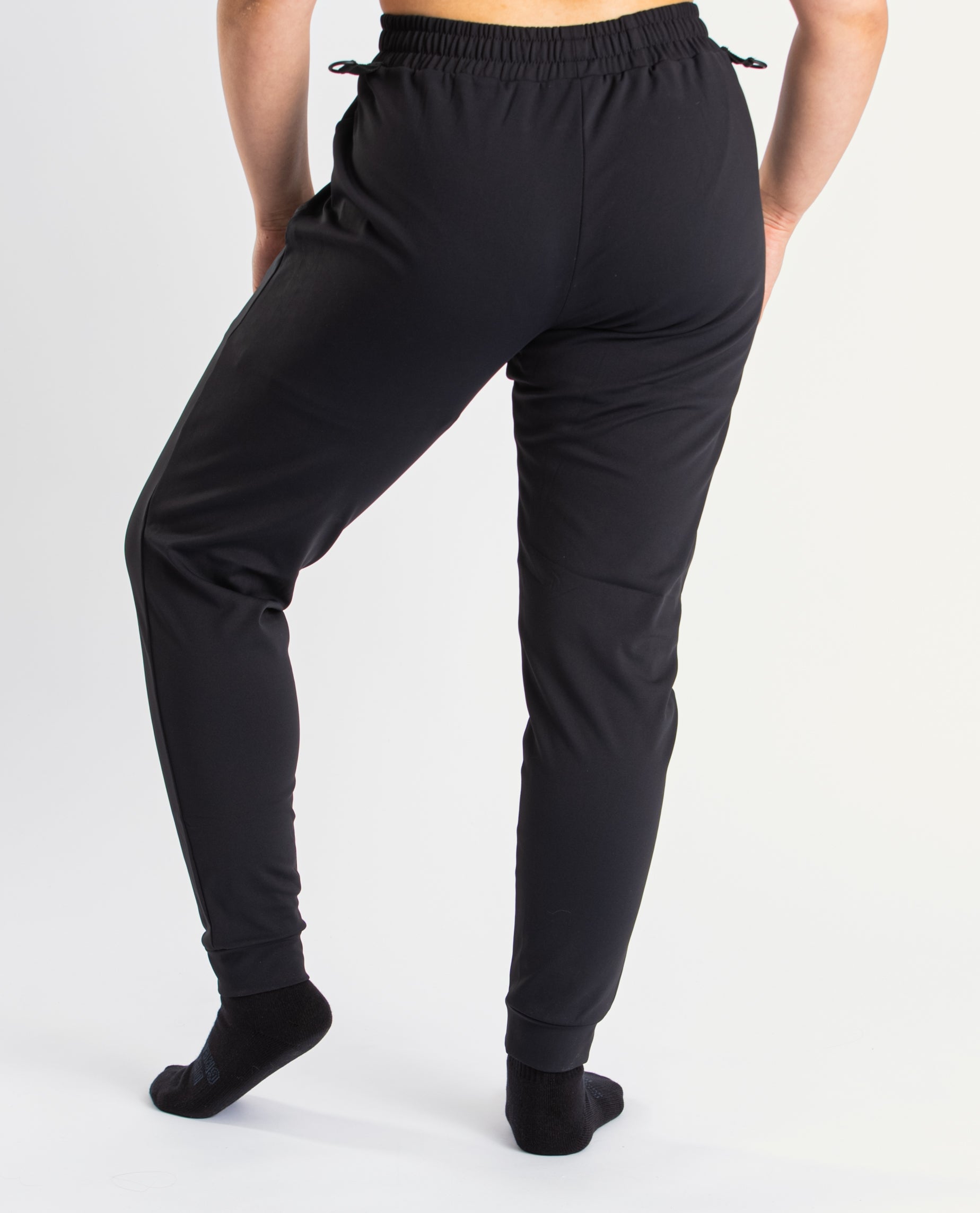 Back view of A7 Cobra 360Go 1Z Joggers in Stealth, highlighting the elastic waistband and ankle cuffs