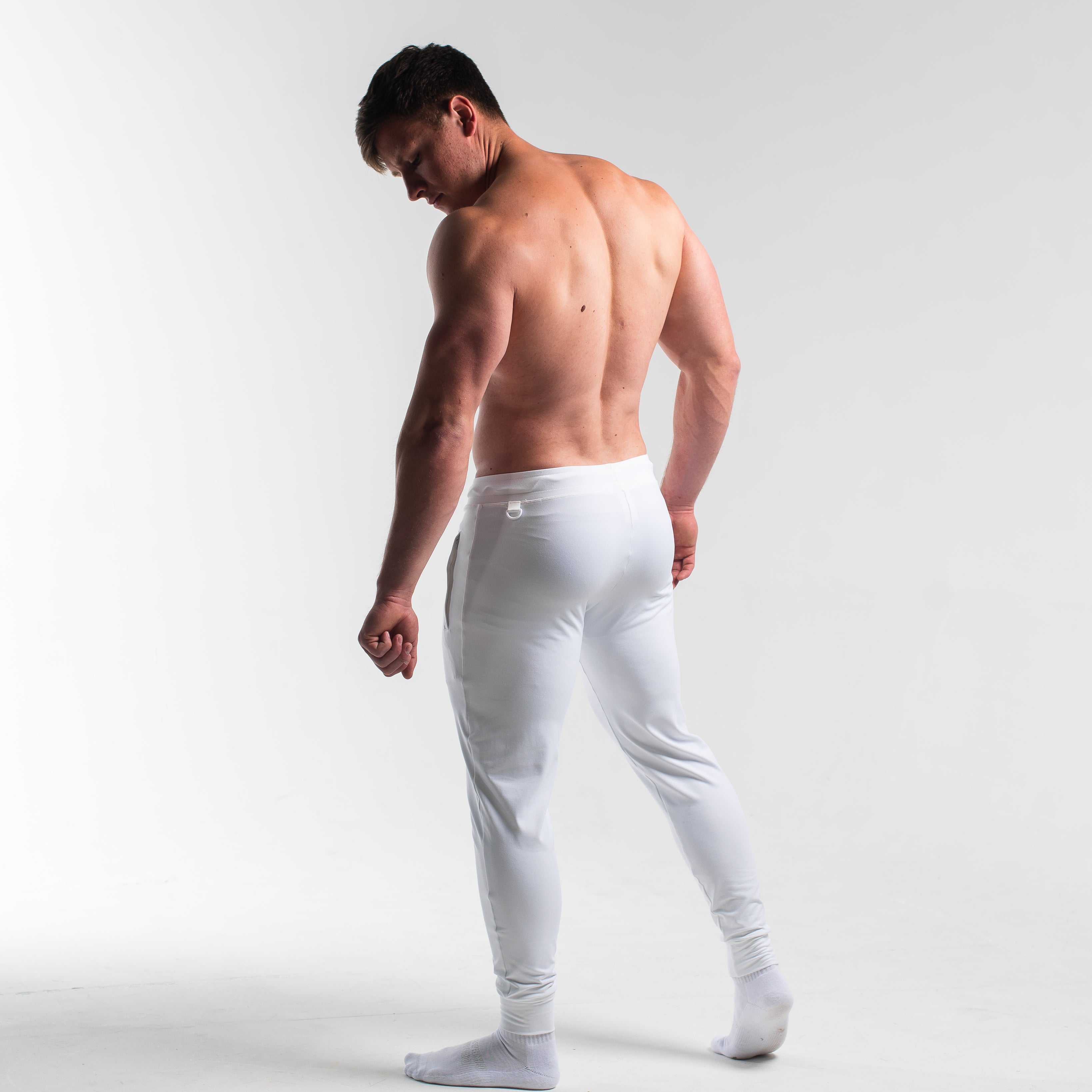 Rear view of Polar Defy Joggers, highlighting sleek back silhouette with no pockets for a clean look.