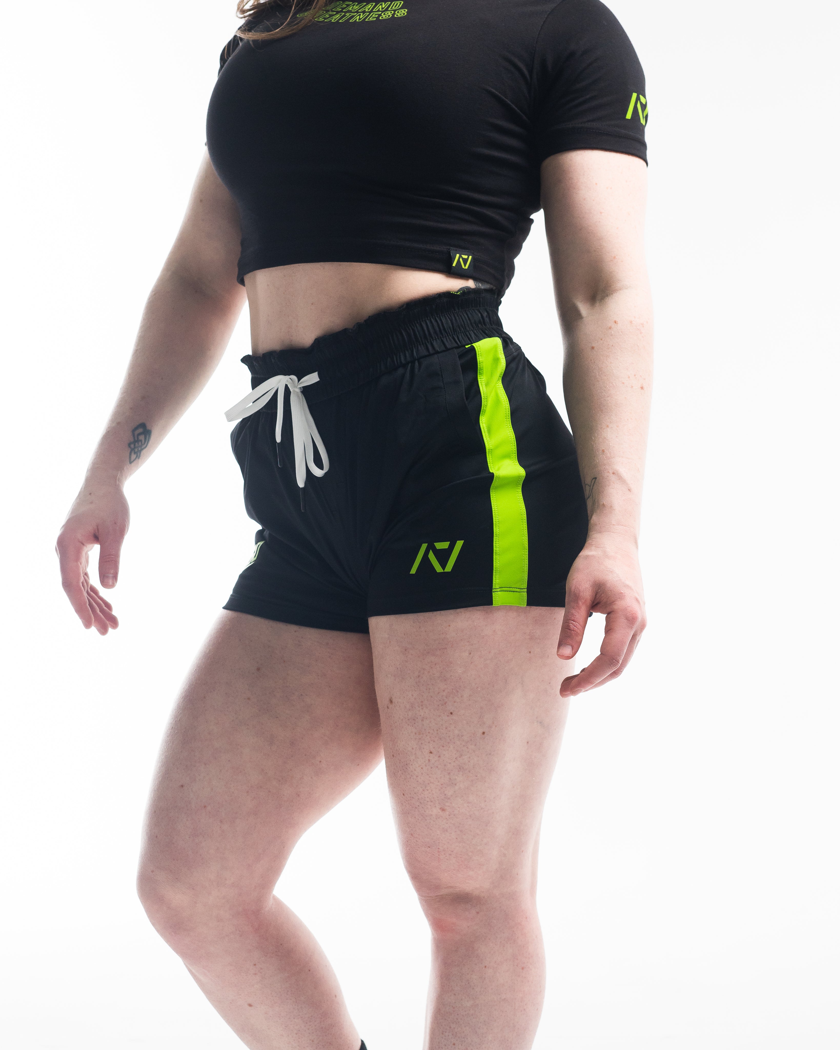 Side profile of Alien 360Go KWD Shorts showcasing shorter inseam and flexible stretch fabric for high-mobility training.