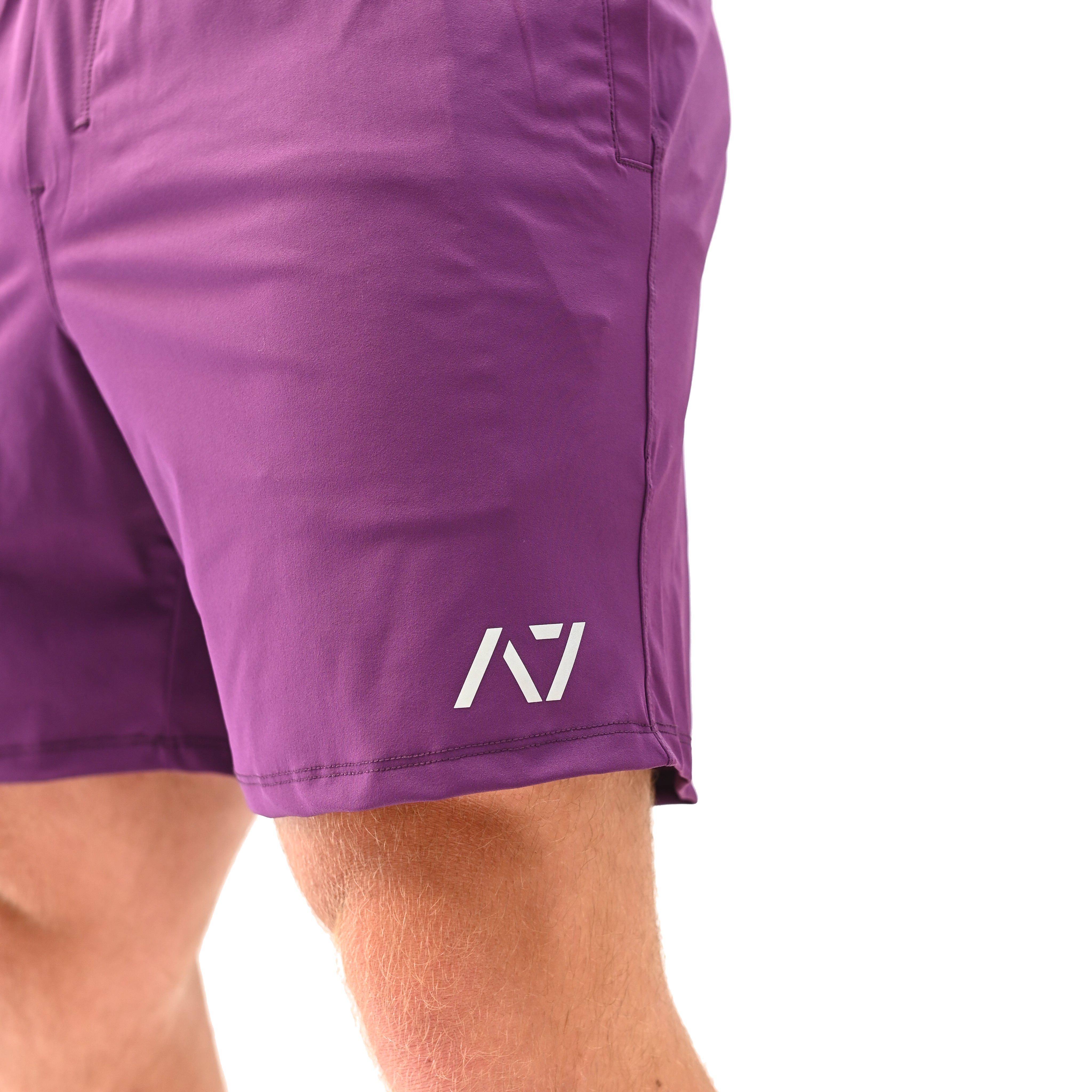 Matte silicone A7 logos on Berry 360Go KWD Shorts for subtle branding and clean design.