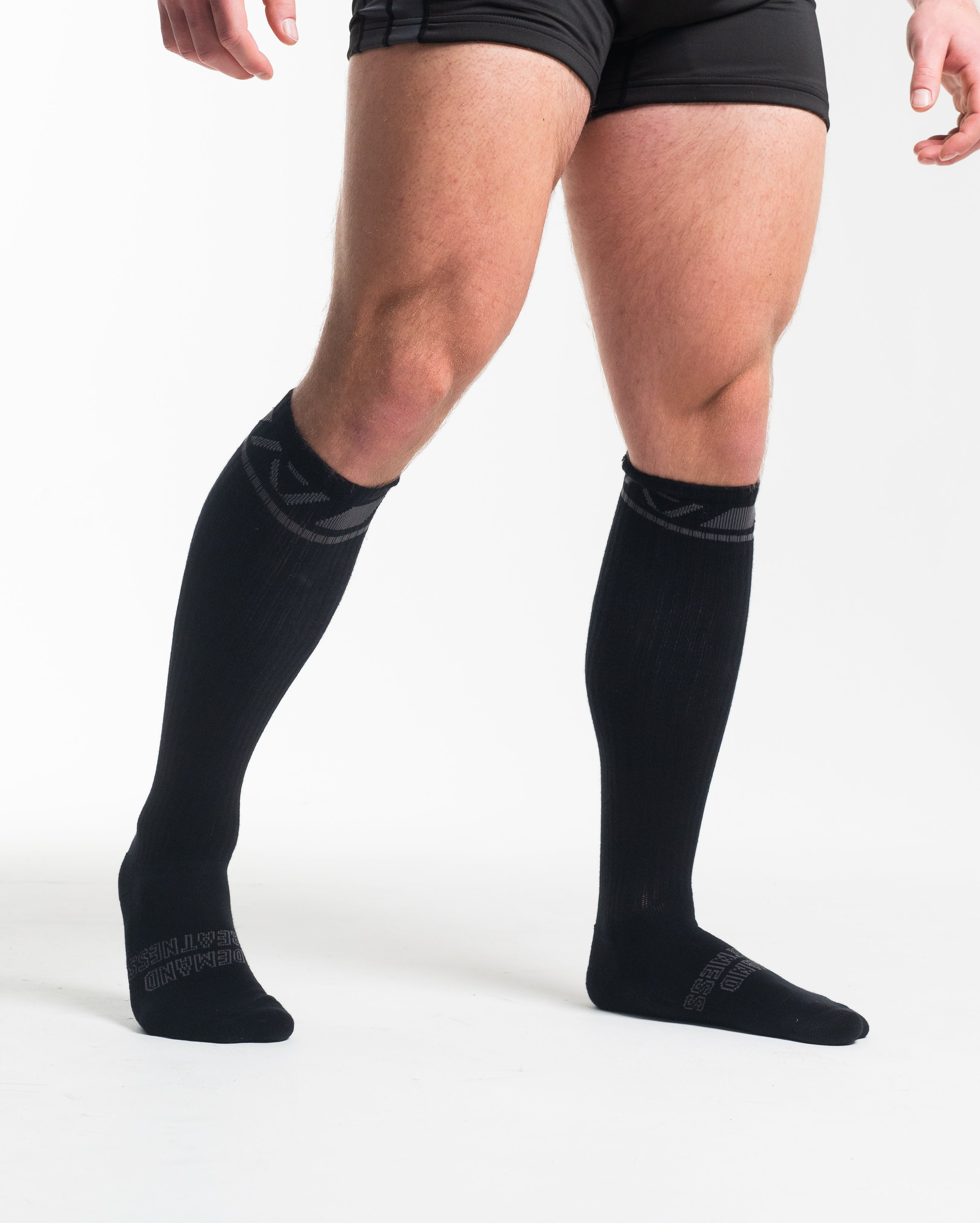 Side profile of A7 Deadlift Socks – Shadow Stone showing A7 ankle logo and compression-style top.