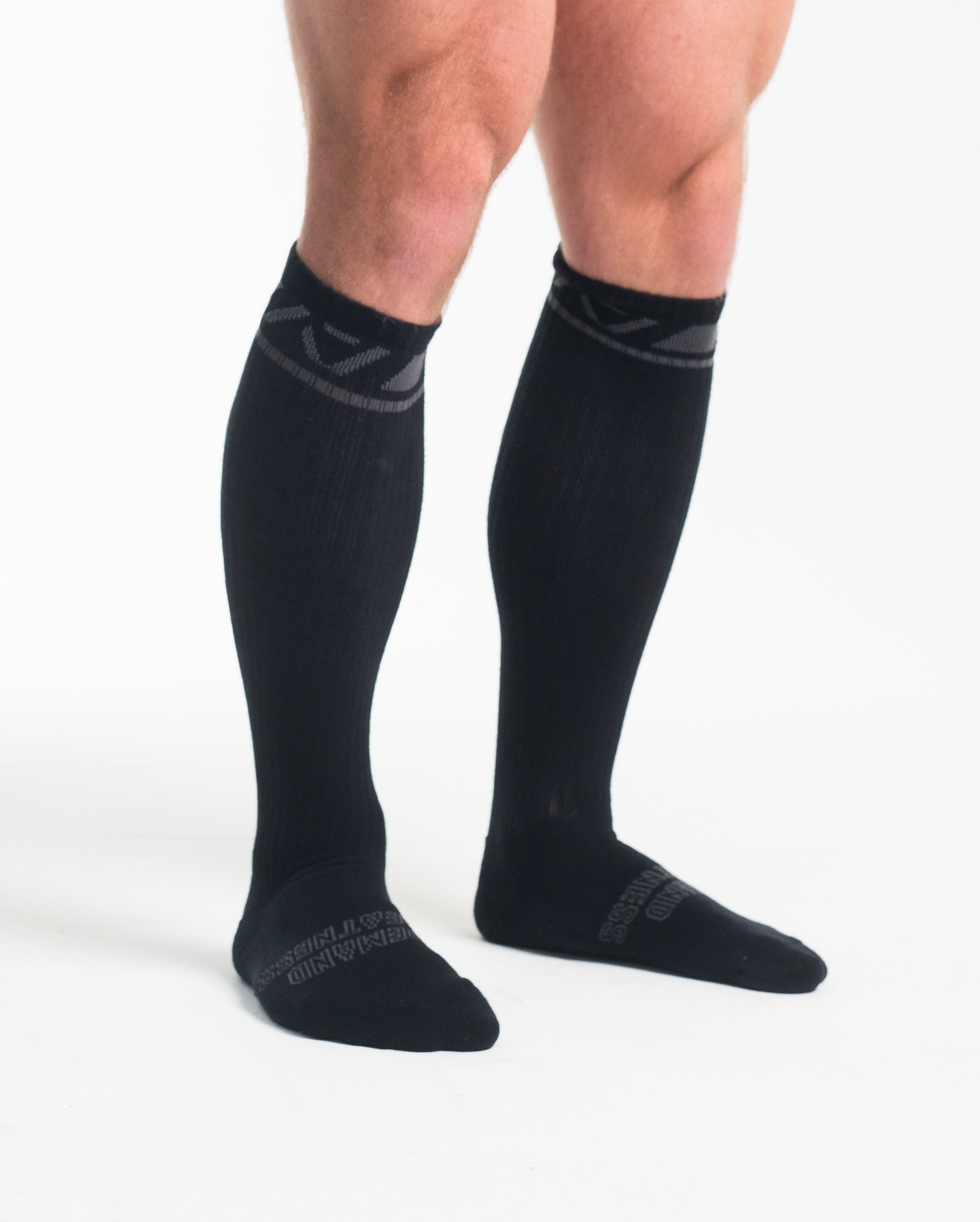 Side profile of A7 Deadlift Socks – Shadow Stone showing A7 ankle logo and compression-style top.