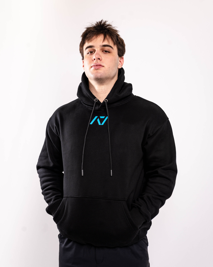 Front view of 2025 USAPL Arnold Sports Festival Hoodie with A7 logo on center chest