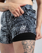 Showing the liner underneath the top layer of the 360Go 1Z KWD Shorts - Affirmation.