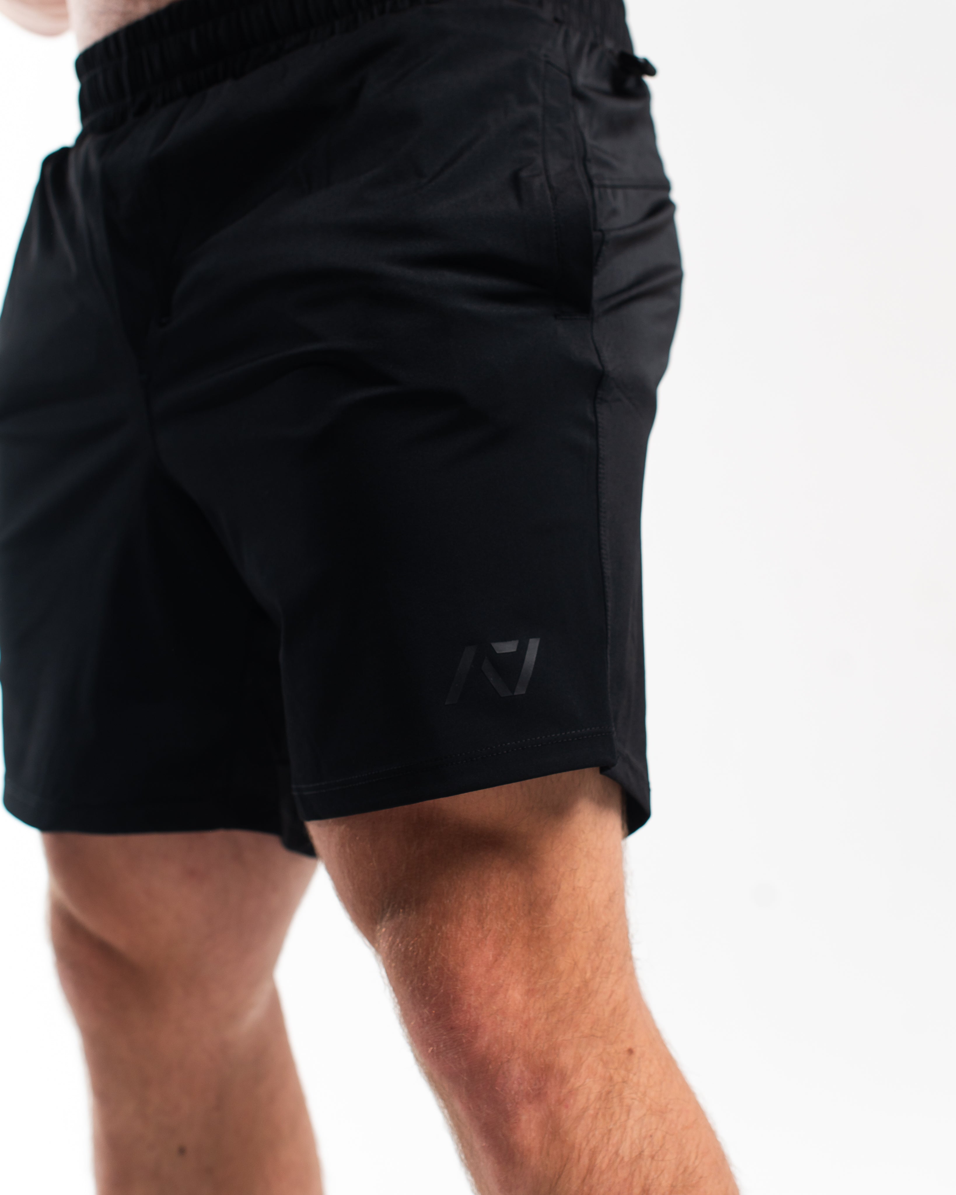 Side profile of Stealth 360Go 1Z Shorts showing drawstring waistband and form-fitting stretch material.