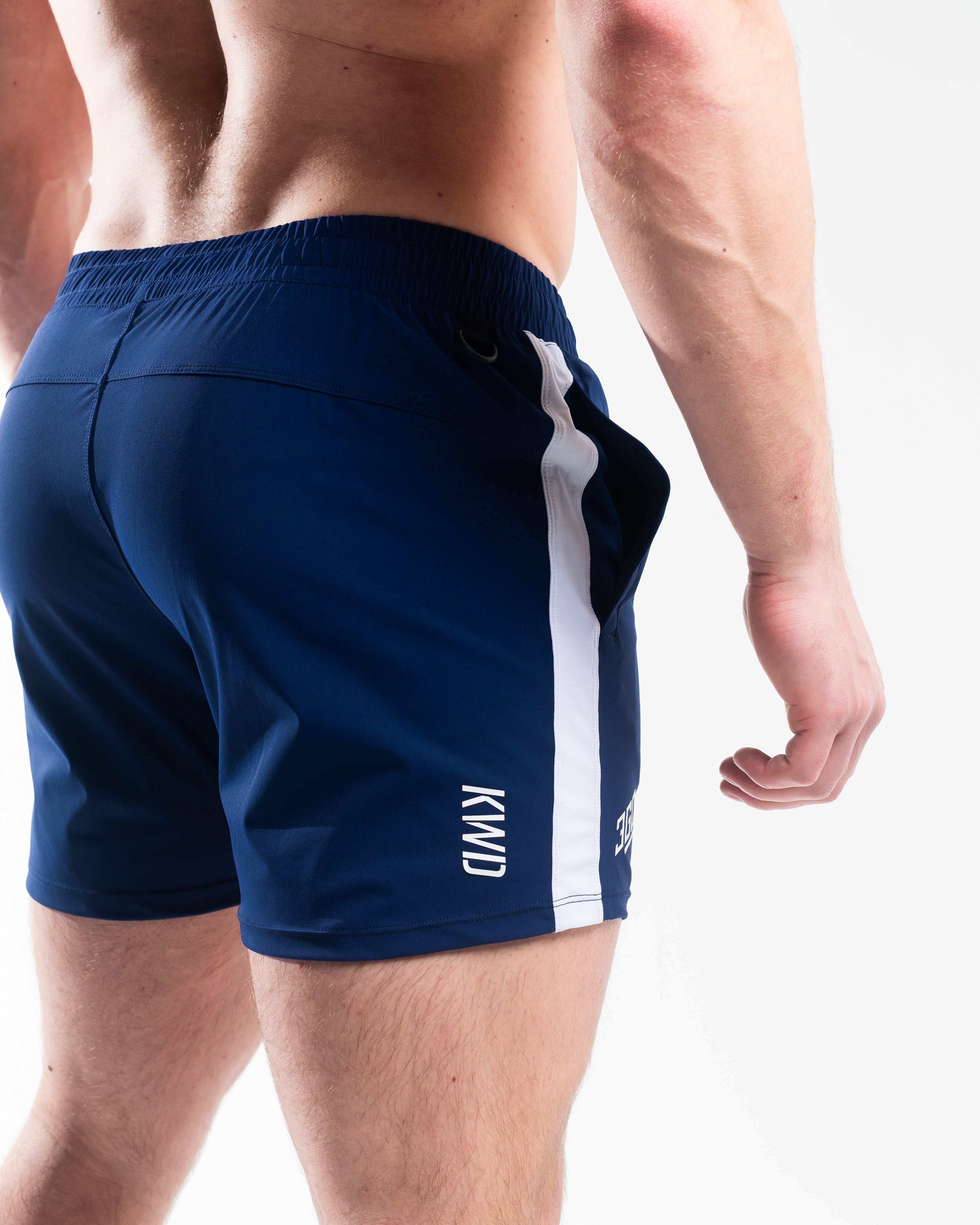 Matte silicone A7 logos on Night Light 360Go Shorts for subtle, long-lasting branding.