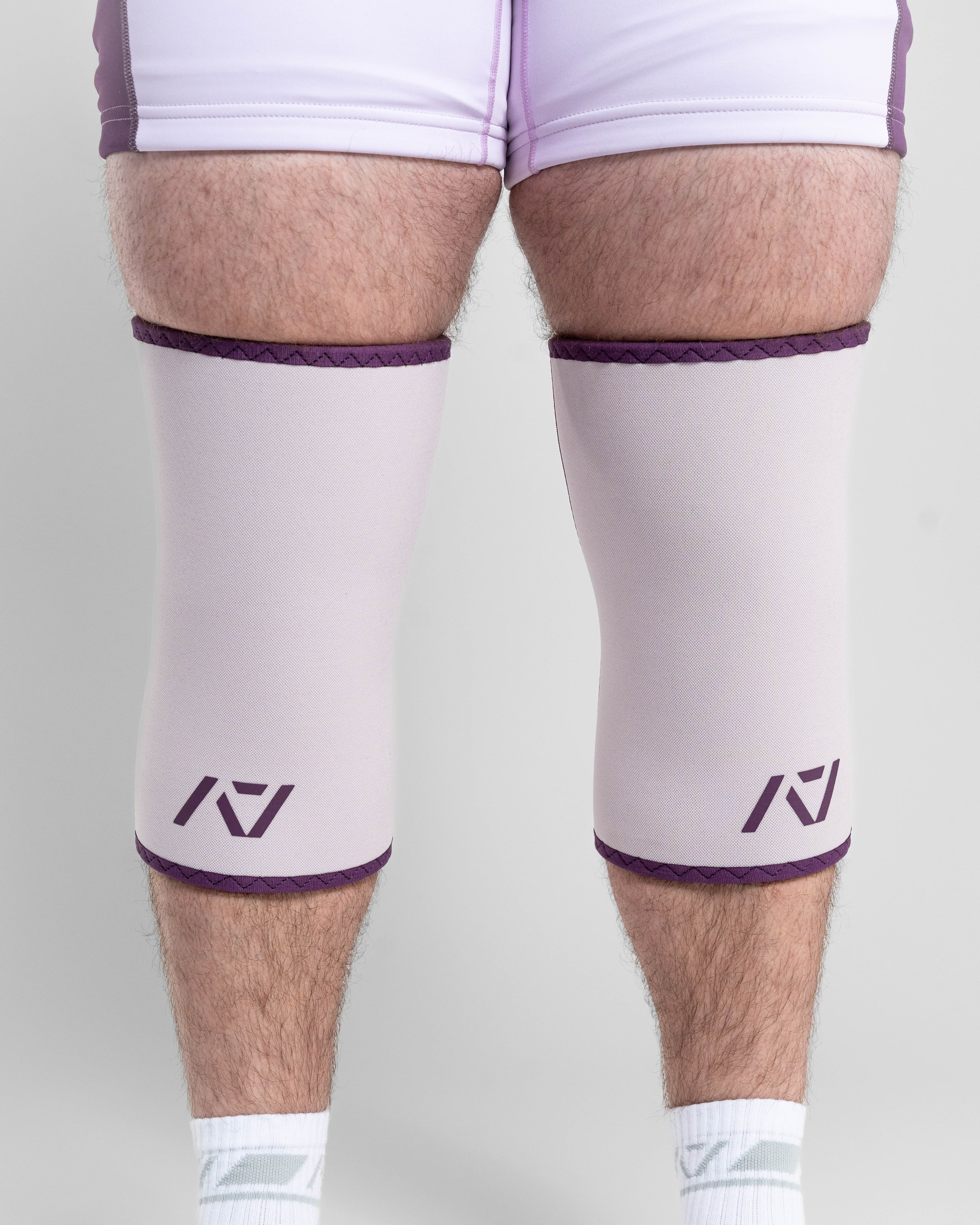 Hourglass Rigor Mortis Knee Sleeves in Lavender on man