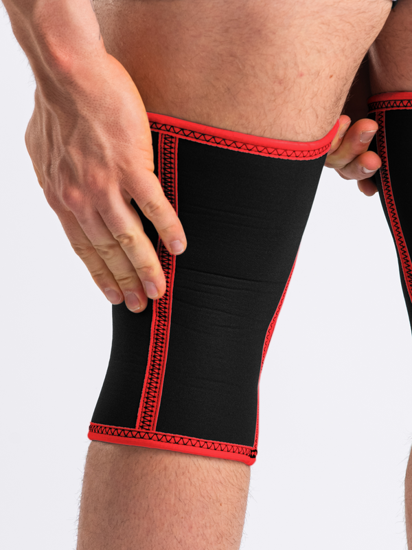 A7 ニースリーブ　RIGOR MORTIS XL RED ZONE Knee Compression Sleeves for Weightlifting - Red Dawn | A7