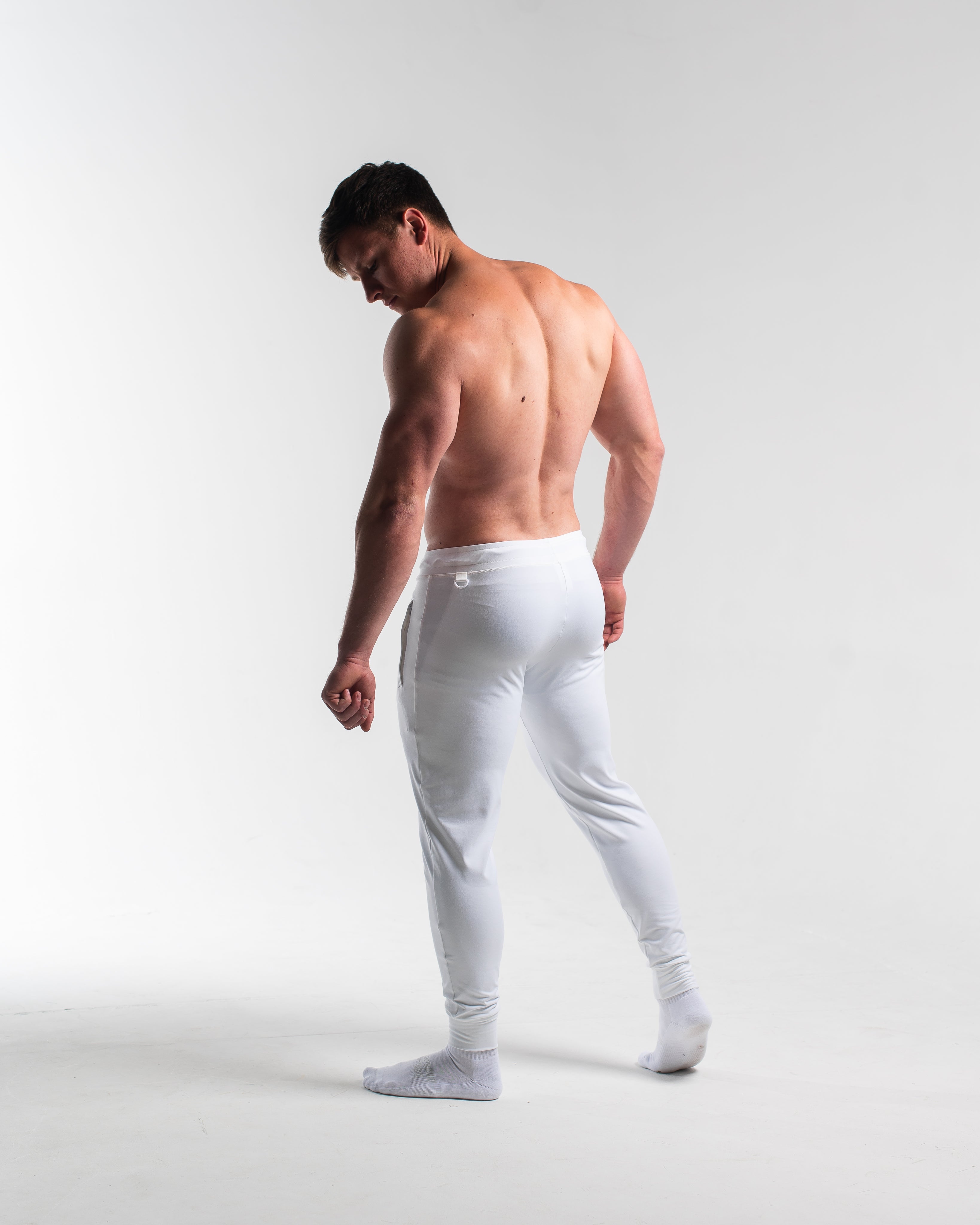 Rear view of Polar Defy Joggers, highlighting sleek back silhouette with no pockets for a clean look.
