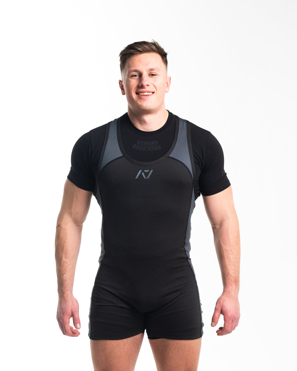 Luno Men's Black Powerlifting & Weightlifting Singlet | A7