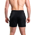 Rear view of A7 360Go KWD Shorts in Black featuring key clips and fit.