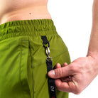 Dual side key clips on Military 360Go Shorts for easy and safe carry of small items during workouts.