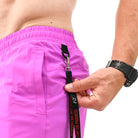 Dual side key clips on Orchid 360Go Shorts for keeping essentials secure and accessible during workouts.