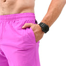 Ripstop nylon pocket and hidden mini wallet pocket on Orchid 360Go Shorts for secure storage during training.
