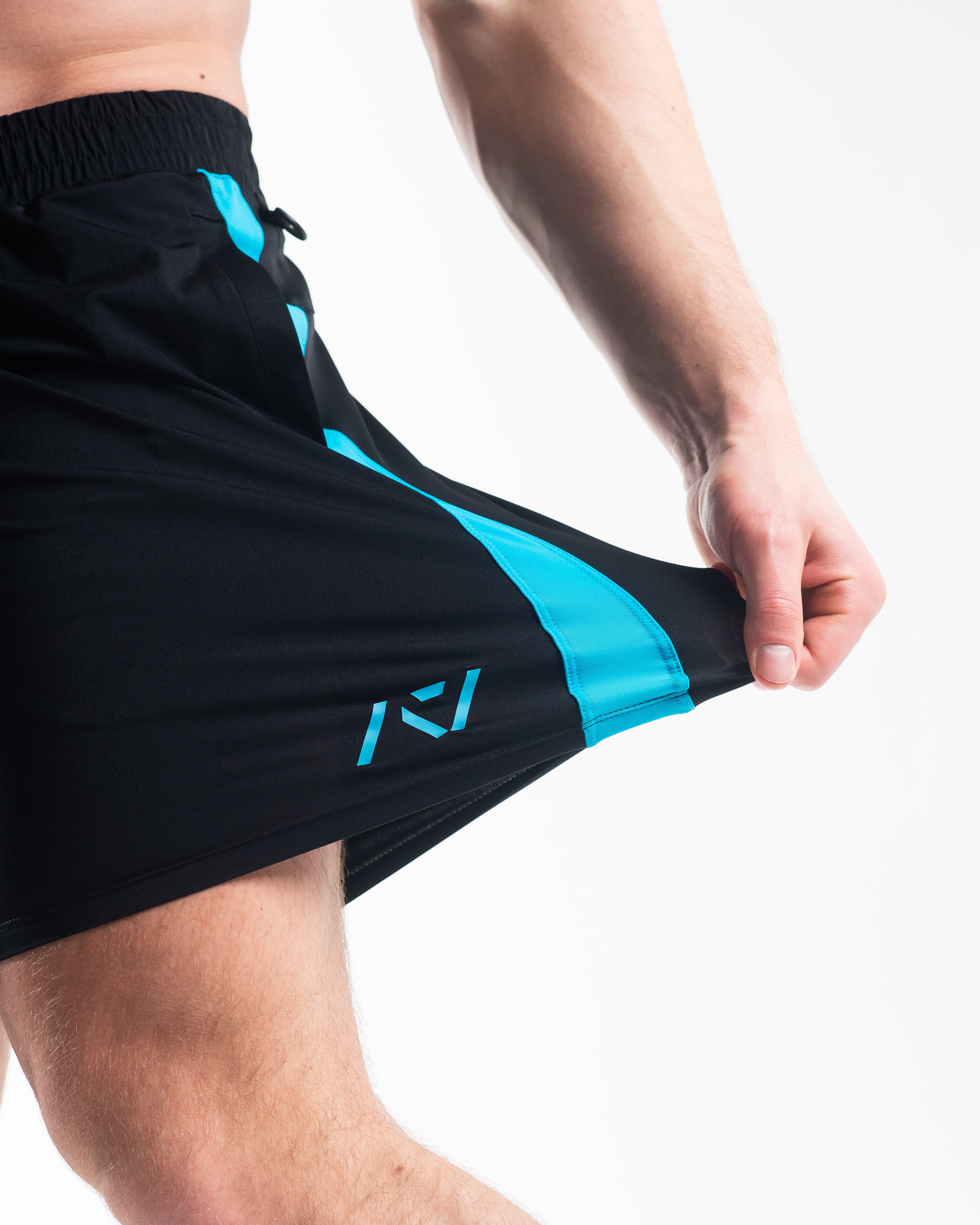 360-degree stretch fabric close-up on Azul 360Go Shorts for complete range of motion and flexibility.
