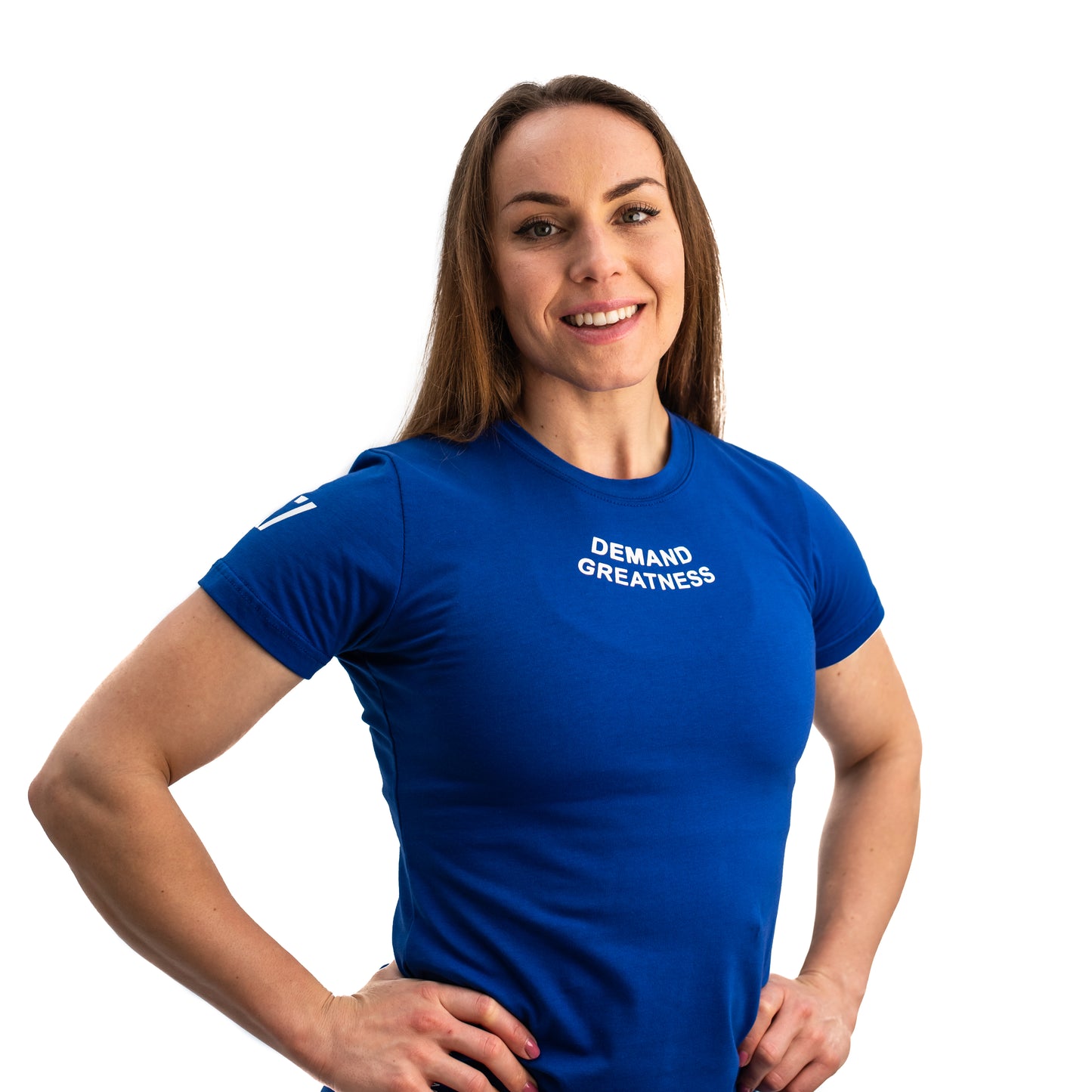 
                  
                    Demand Greatness IPF Approved Logo Women's Meet Shirt - Blue
                  
                