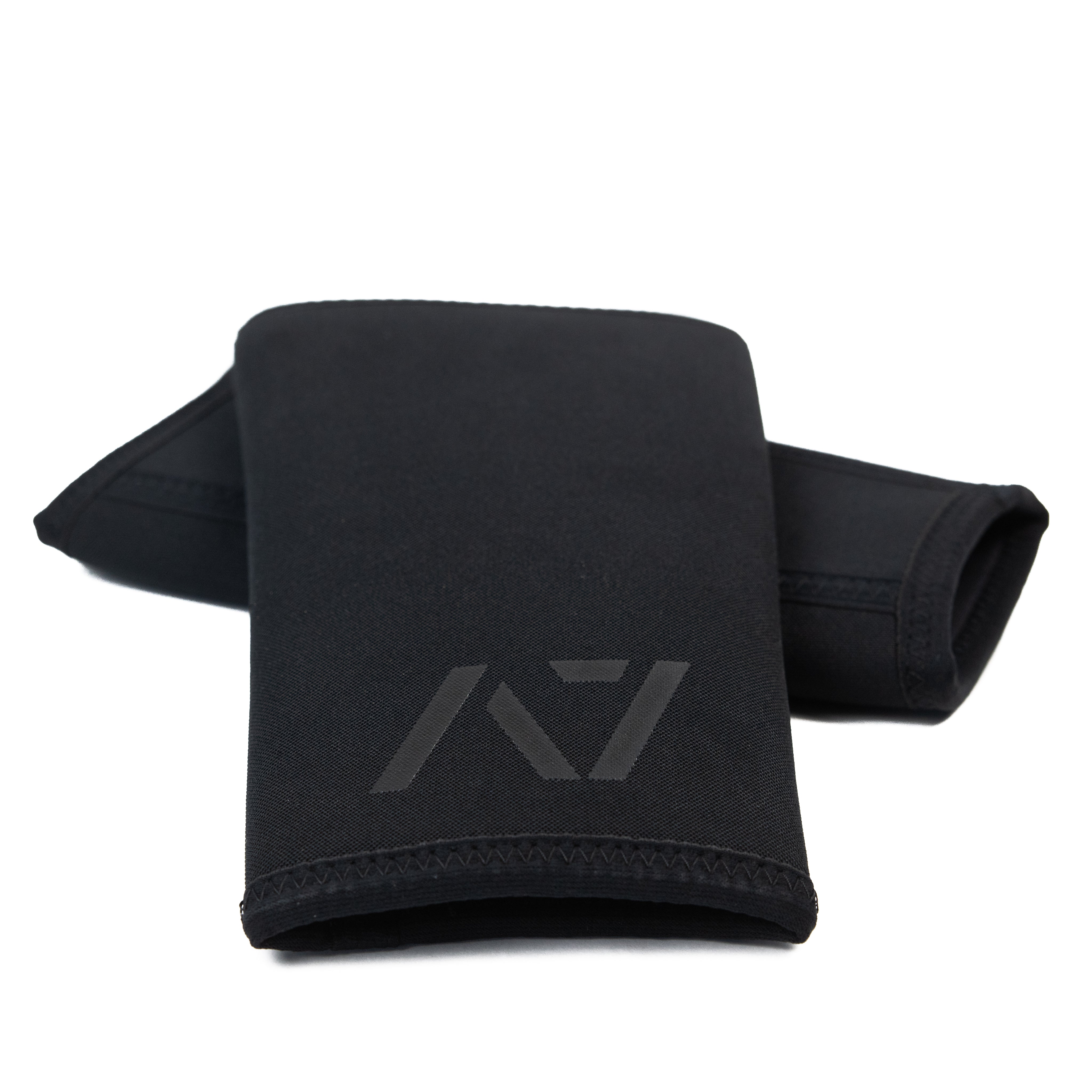 A7 Stealth Stiff CONE Knee Sleeves flat lay, showing double stitched seams and 7mm neoprene thickness.